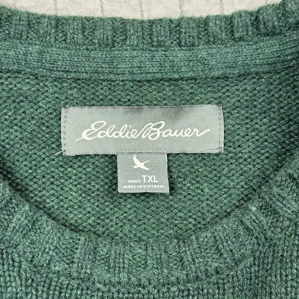 Eddie Bauer Sweater Men's XL Tall Green Wool‎ Blend Nordic Fair Isle Fisherman - Picture 5 of 10